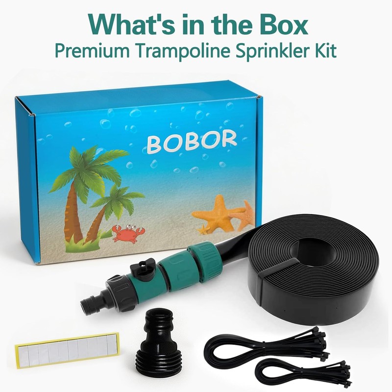 Bobor Trampoline Sprinkler for Kids, Outdoor Trampoline Water Sprinklers, Backyard