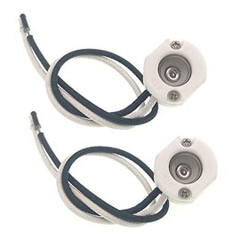 E11 Mini-Candelabra Base Ceramic Lampholder,TWDRTDD Mini Can E-11 Base Porcelain Halogen Bulb Socket With 8" Wire Leads (2-Pack,SizeB)