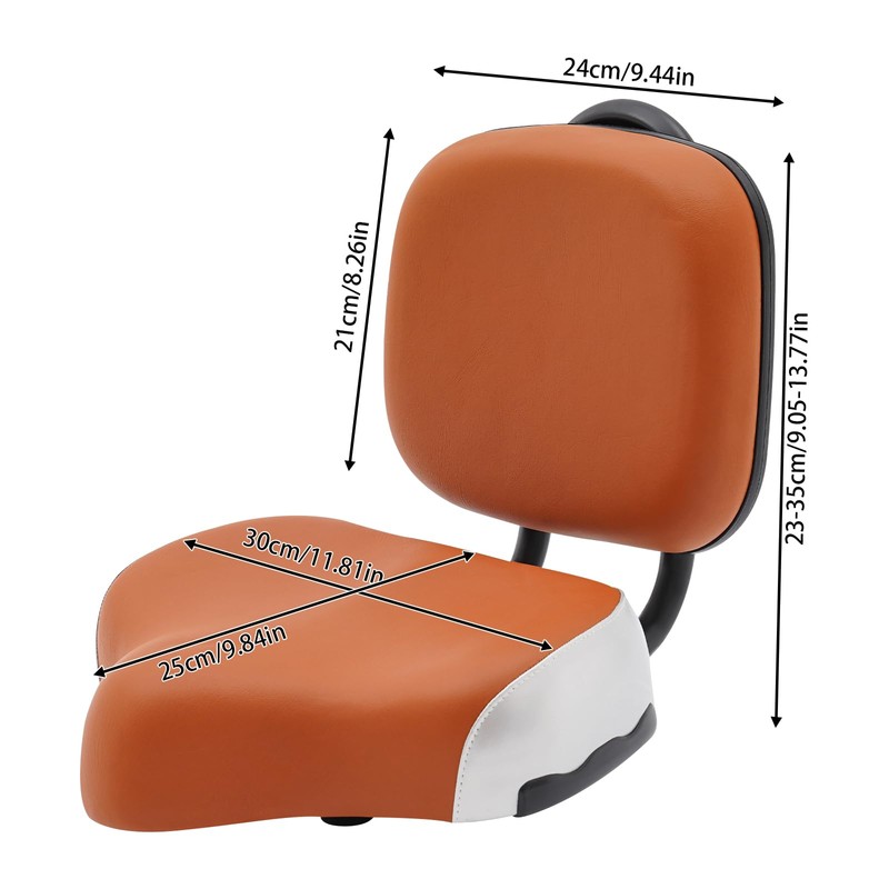 YIYIBYUS Bike Seat with Backrest,Extra Wide Bicycle Tricycle Saddle Seat,