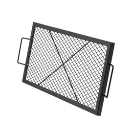 Happybuy X-Marks Fire Pit Grill Grate, Rectangle Cooking Grate, Heavy Duty Steel Campfire BBQ Grill Grid with Handle & Support X Wire, 32 Inch Black