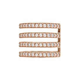 Tuscany Silver Women's Sterling Silver Rose Gold Plated 1 mm Cubic Zirconia Four Band Ring, Size N