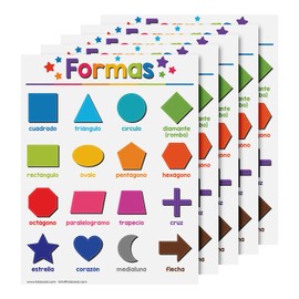 Formas Spanish Chart for Preschool to Gradeschool Kids – Colorful Shapes Educational Visual Learning Aid Poster | Glossy Durable Cardstock | 8.5 x 11 | 5 per Pack