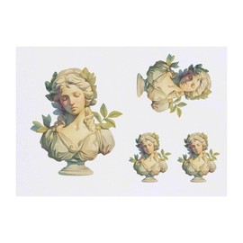 4 x 'Greek Woman Bust Statue ' Temporary Tattoos - Water Resistant, Skin-Safe, Non-Toxic Transfers, Mixed Sizes (TO00085660)