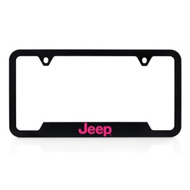 Jeep UV Printed in Tuscadero Pink Black Plated Plastic License Frame