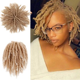 Uotp Dreadlock Curly Hair Toppers with Clips in 6 inch Dreadlock Hair Toupee Short Locs Hair Toppers Synthetic Dreadlocks Hair Wiglets Hairpieces for BLack Women and Men (27T613, 6 inch)