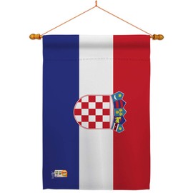 Americana Home & Garden HS140061-BO-03 Croatia World Nationality Decorative Vertical House Flag Set, 28"x 40" w/Flagpole, Multi-Color