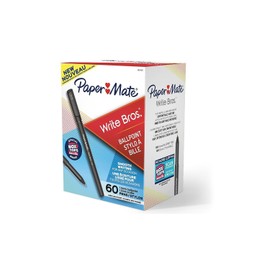 Paper Mate® Write Bros. Ballpoint Stick Pens, Medium Point, 1.0mm, Black Barrel, Black Ink, Pack of 60
