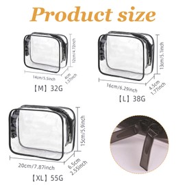 Arremill 3 Pack Toiletry Bag, Clear Travel Bags for Toiletries, Leakproof Makeup and Cosmetic Organizer, Portable for Travel and Daily Use(M,L,XL3 sizes,Black)