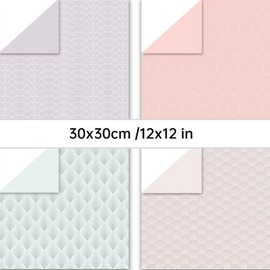 24 Sheets Double-Sided Pattern Paper, 24 Designs, 12 Inch Scrapbooking Cardstock Pad, Decorative Paper for DIY Photo Album and Gift Decoration (Pink, 12 Inch)