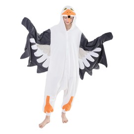 NEWCOSPLAY Animal Onesie Costume Adult Pajamas Plush One Piece Cosplay Costume(Seagull,Medium)