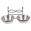Stainless Steel Dual Hanging Food Water Bowl Feeder with Hook