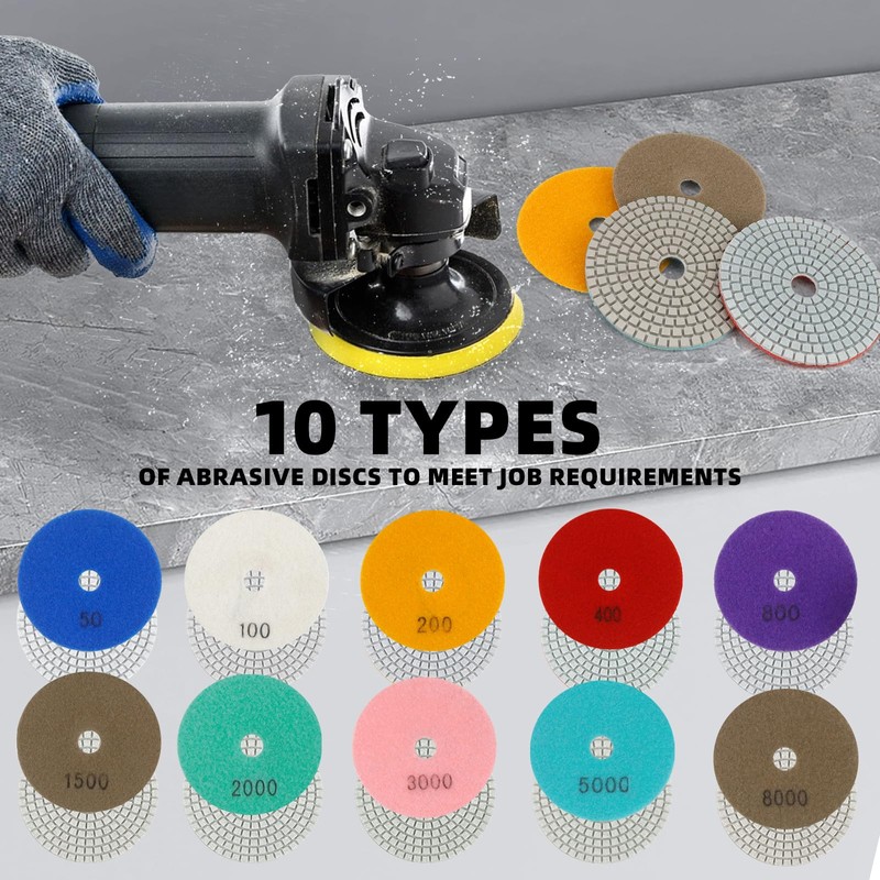 Erzekrim 14 Pieces Diamond Wet with M14 Polishing Discs Diamond