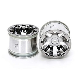 タミヤ ホップアップオプションズ No.1833 OP.1833 T3-01 リヤワイドピンスパイクタイヤ用 クロームメッキホイール 2本 54833