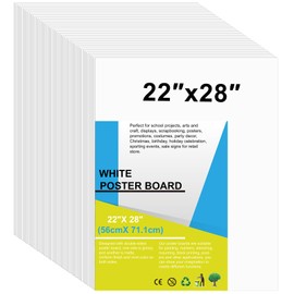 10 Pcs 22" x 28" Poster Board White Poster Paper Bulk, ROOKEA 250 GSM Thickness Vision Boards Smart Poster Board for School Arts Craft Projects Presentations Drawing Scrapbooking Blank Graphic Display