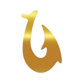 Hawaiian Polynesian Fish Hook V2 Premium Sticker Decal Mirror Gold Metallic Makau Hawaii Local hi - Mirror Gold - 2.59" W x 4" H