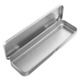 Gatuida 1Pc Iron Pencil Case Single Layer Frosted Metal Pen Box for Students Rectangular Design Storage for School Supplies Silver
