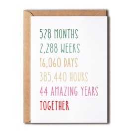 EruditeGifts 44Th Anniversary Card - Funny 44 Years Wedding Anniversary Card - Funny Wedding Anniversary Card - 44Th Anniversary Card For Him Her