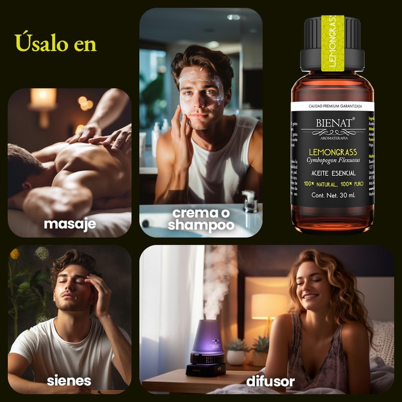 BIENAT AROMATERAPIA Aceite Esencial de Lemongrass 30mL