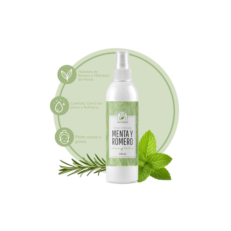 Tónico Facial De Romero con Menta 500 Ml Productos Mart