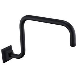 SEABEFORE 13" Gooseneck (S-Shape) Shower Arm Black Shower Head Extension with Unique Flange, Standard 1/2" Connection