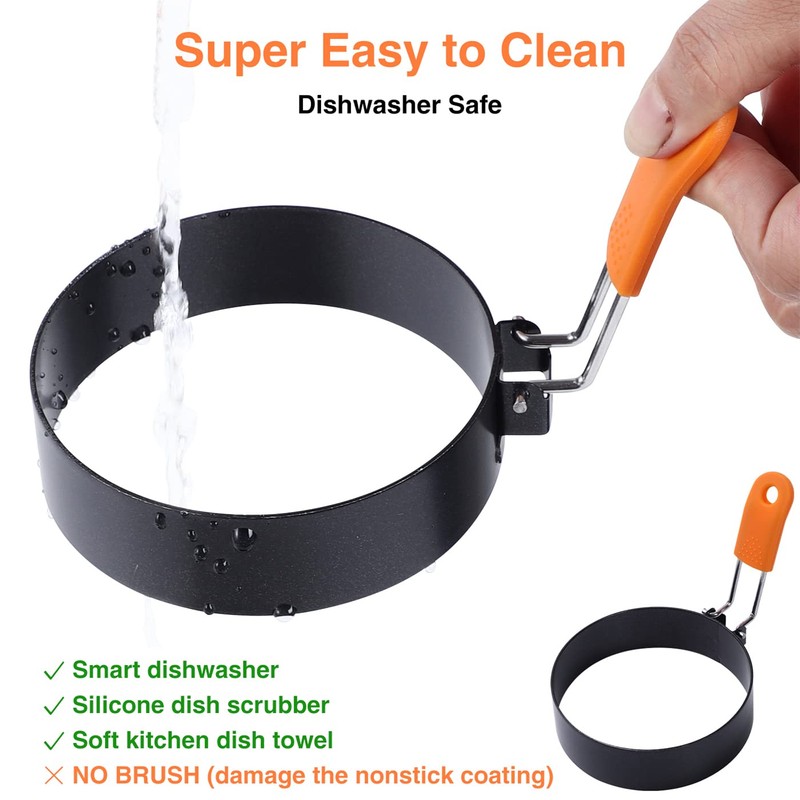 Egg Rings 3.5 Inch 4 Packs for Non-Stick Roasting Egg