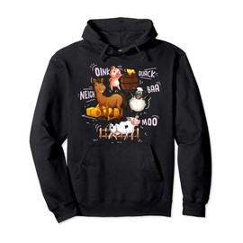 Cute Farm Animals With Sounds Pullover Hoodie