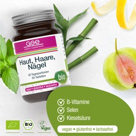 GSE Haut Haare Nägel Complex, 60 Tabletten mit Selen, Folsäure und Kieselsäure, B-Vitamine, ohne Zusatz von Aromen und Zucker, 100% BIO-Qualität