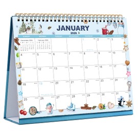2026 Desk Calendar - Standing Flip Desktop Calendar 2026 from Jan 2026 - Dec 2026, 9.8" x 8.3", Memoranda Pages, Desk Calendar 2026 with Strong Twin-Wire Binding, Blank Blocks, Thick Paper