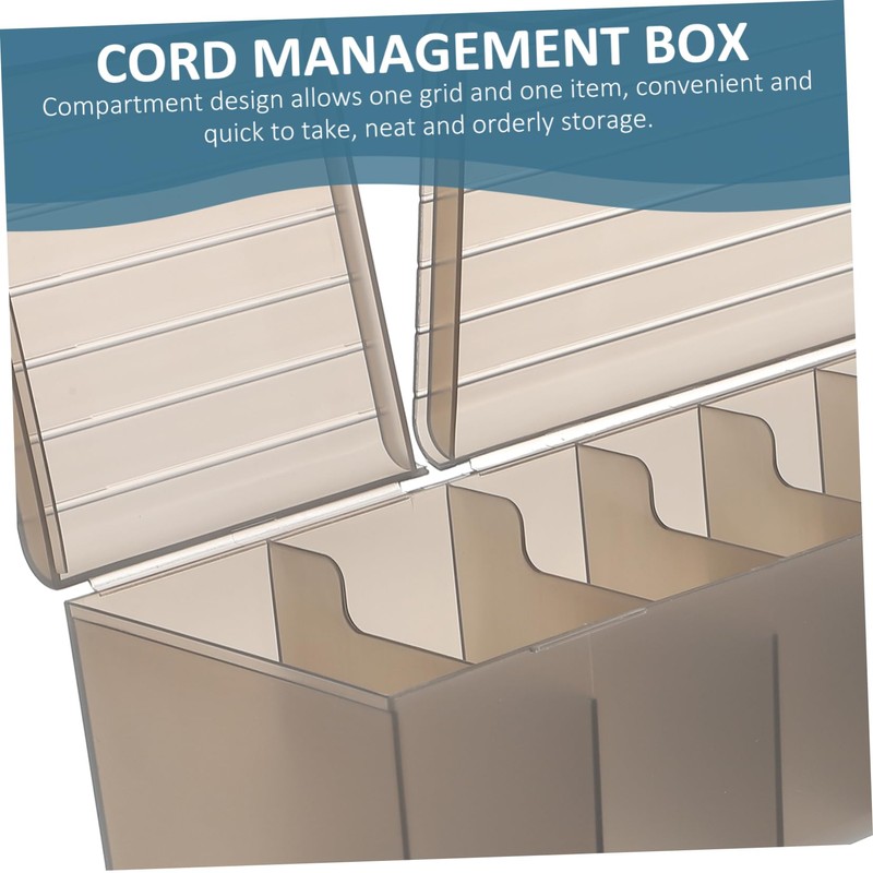 KONTONTY Plastic Cable Management Box Lid 7-Slot Cord Organizer Case