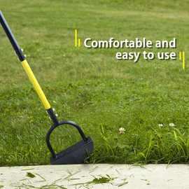 Byhagern Manual Edger, Half Moon Edger, Saw-Tooth Garden Edger Hand with Steel Long Handle, Lawn Edger for Garden Sidewalk Flower Beds