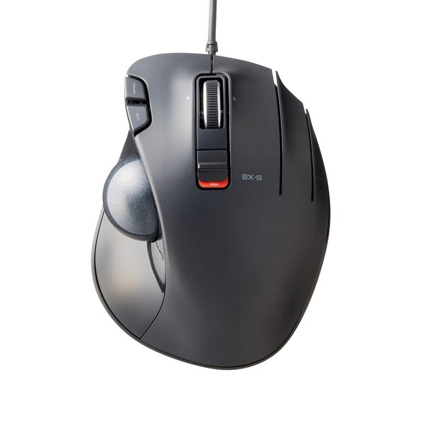 ELECOM EX-G Trackball Mouse, Wired, Thumb Control, Sculpted Ergonomic Design, 6-Button Function with Smooth Tracking, Ergonomic Design, Optical Gaming Sensor, Windows11, macOS (M-XT3URBK)