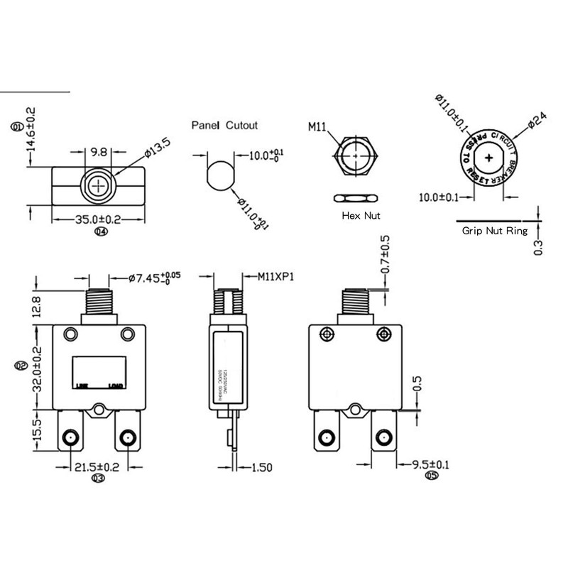 RKURCK 20 Amps Thermal Circuit Breaker, Thermal Overload Protector Push