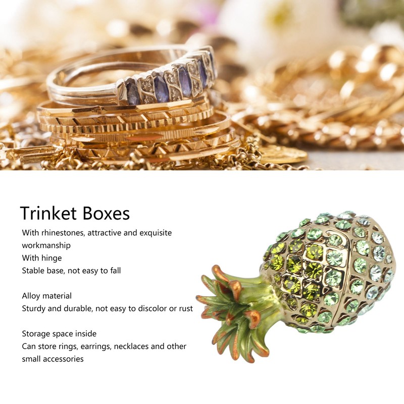 Trinket Boxes Vintage Exquisite Handcraft Rhinestones Trinket Boxes Hinged Jewelry