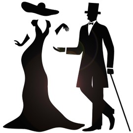 Vinyl Wall Decal Man and Woman Couple Gentleman Lady Vintage Stickers Mural Large Decor (g2227) Black