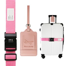 Ferris Luggage Strap for Suitcase TSA Approved with Luggage Tag Suitcase Strap Luggage Straps Luggage Identifiers Luggage Belt Strap Luggage Connector Straps Luggage Accessories (Pink)