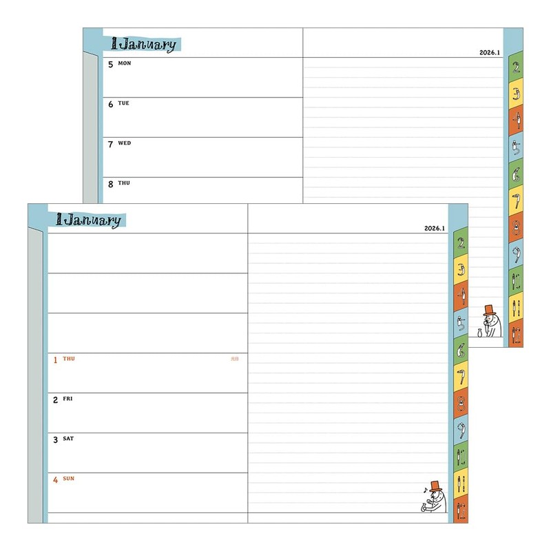 Midori Pocket Diary 2026 B6 Weekly Ojisan Pattern 22376006 (Starts