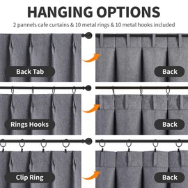 WdFour 100% Blackout Pinch Pleated Kitchen Curtains,cafa Curtains, are Perfect for Short Windows, bathrooms, bedrooms, and Small Windows。(Dark Gray,30" W x 30" L,Pack of 2)