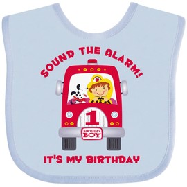 inktastic Fire Truck 1st Birthday Boy Baby Bib Light Blue 117d7