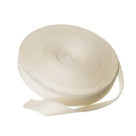 Twill Tape 50 Metre / 55 Yards - Beige Cotton Bunting Bias Tape 25 mm Herringbone Webbing Tape Roll for Apron Sewing Dressmaking Craft (1 inch)