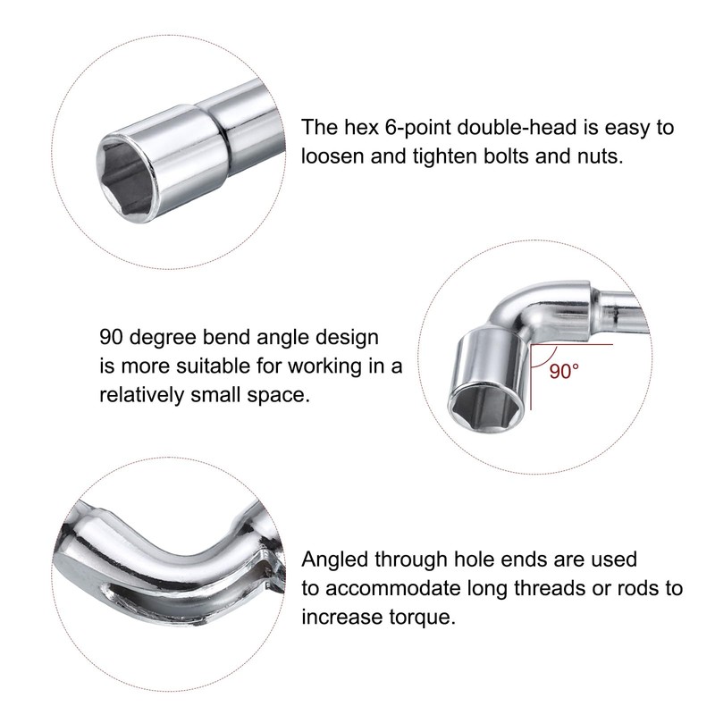 HARFINGTON L Shaped Angled Hex Socket Wrench 8mm High Carbon