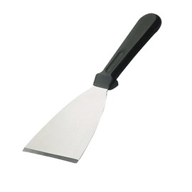 CateringBase Stainless Steel Griddle Scraper, Black Plastic Handle, 10 cm Rigid Blade