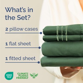 Cal King Size 4 Piece Sheet Set - Comfy Breathable & Cooling Sheets - Hotel Luxury Bed Sheets for Women & Men - Deep Pockets, Microfiber, Soft & Wrinkle Free Sheets - Emerald Green Oeko-Tex Bed Sheets