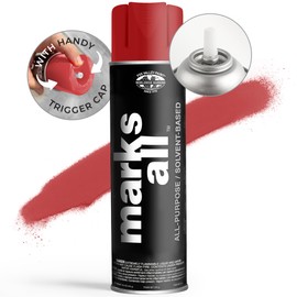 Fox Valley 18oz Marks All Solvent-Based Marking Paint Spray, 12-Pack Red APWA – Long-Lasting, Weather-Resistant Spray Paint for Wet or Dry Surfaces Like Metal, Grass, Concrete, Wood, & More