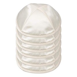 A&M Mezuzot Modern Satin Kippah for Men Yarmulke Cap Jewish Yamaka Hat Kippot Yarmulka Set of 6, Silk white