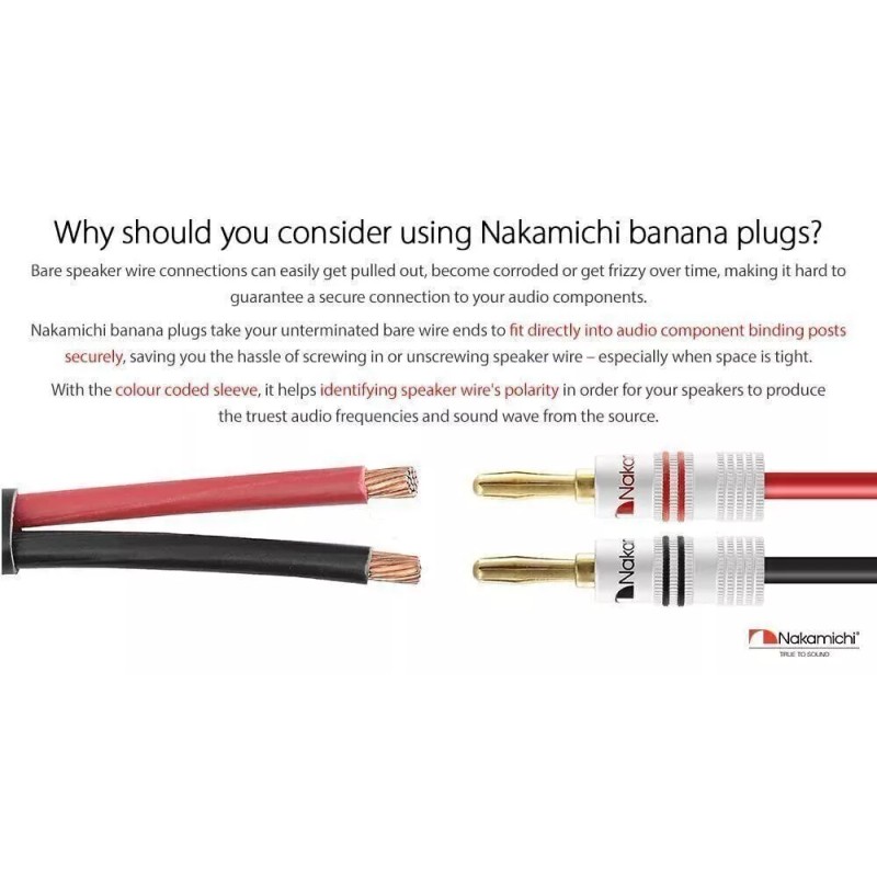 Nakami 4pcs 24k Gold Plated 4mm Banana Plug Cable Audio