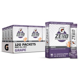 Gatorade Gatorade G Zero Powder, Grape, 0.10oz Packets, Makes 20 ounces, 10 Count (Pack of 12)