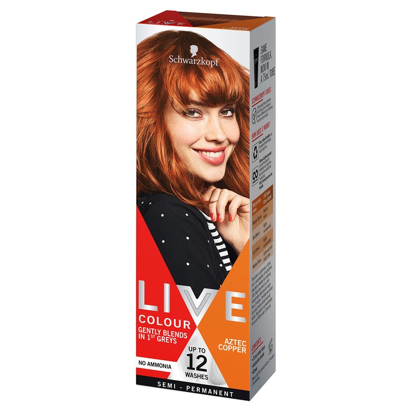 Schwarzkopf LIVE Colour Aztec Copper, Semi-permanent hair colour, lasts up