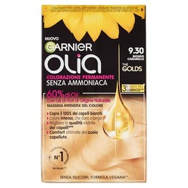 Garnier Olia Ammonia Free Hair Dye, Covers 100% White Hair, Vegan Formula, Caramel Blonde