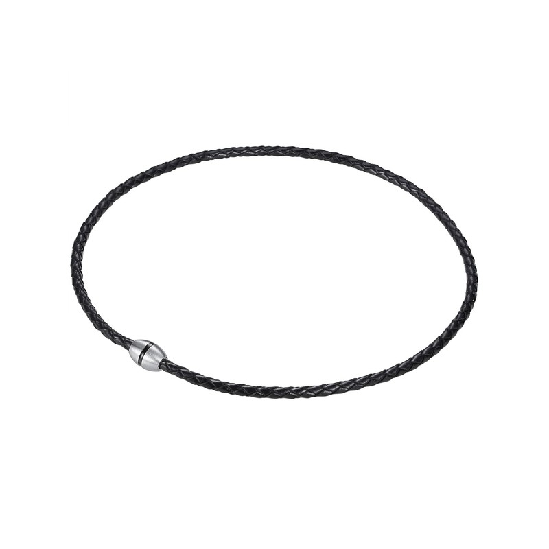 True Rebels Men's Rope Chain Stainless Steel Matt Leather 602400,