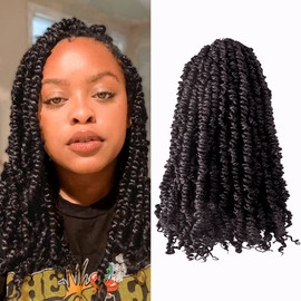 The BOHOBABE Pre-twisted Passion Twist Crochet Hair 14 Inch Short Pre-looped Crochet Passion Twist Braiding Hair 8 Packs (4#)
